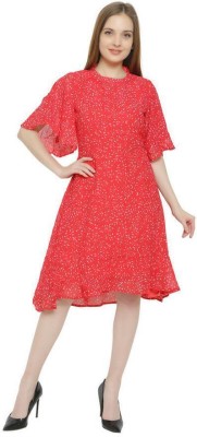 StyloQueen Women Fit and Flare Red Dress