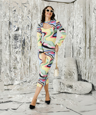 TANDUL Women Bodycon Multicolor Maxi/Full Length Dress