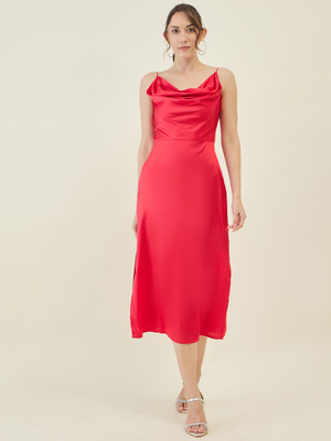 METRONAUT Women A-line Red Below Knee Dress