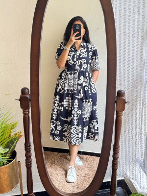 Shivkurti Women A-line Blue Midi/Calf Length Dress