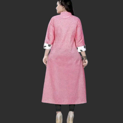 Texpamz Women Striped A-line Kurta(Pink, White)