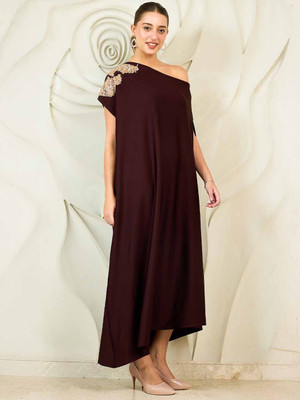 Shally Bhasin By Athena Women Kaftan Maroon Maxi/Full Length Dress
