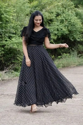 HouseOfCommon Women Fit and Flare Black Maxi/Full Length Dress