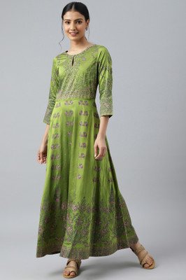 W Women Ethnic Dress Green Ankle Length Dress