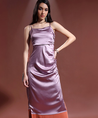 Tokyo Talkies Women Bodycon Purple Knee Length Dress