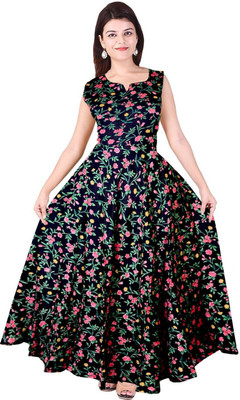 HouseOfCommon Women Maxi Black Full Length Dress