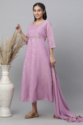 Aurelia Women Fit and Flare Purple Knee Length Dress