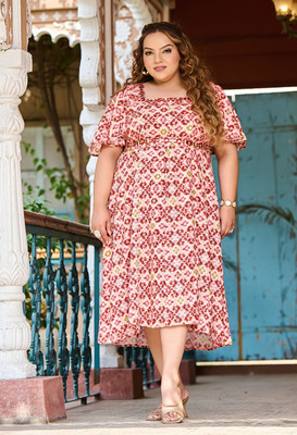 PrettyPlus by Desinoor.com Women Fit and Flare Brown Midi/Calf Length Dress