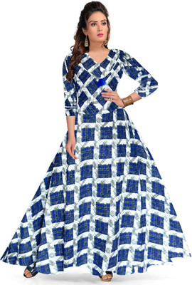 Shunit creation Women Fit and Flare Blue Maxi/Full Length Dress