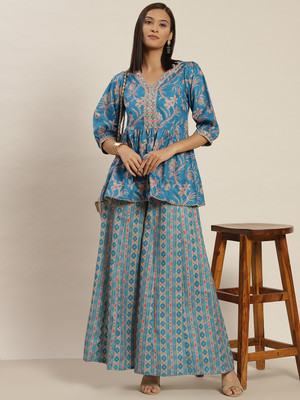 Jaipur Kurti Women Ethnic Top Palazzo Set