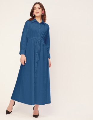 moomaya Women A-line Blue Dress