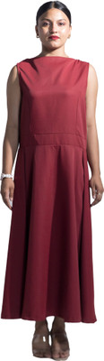 Akaynaa Women Maxi Maroon Full Length Dress