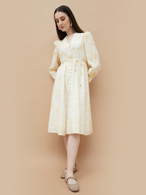 CODE by Lifestyle Women Ethnic Dress White Midi/Calf Length Dress