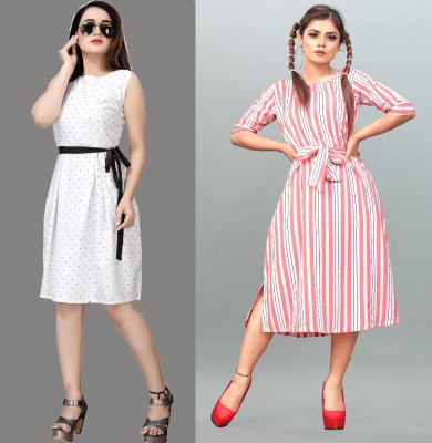 maruti fab Women Fit and Flare White Dress