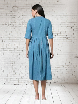 Suhani Creationnm Women Printed A-line Kurta(Pink, Light Blue)