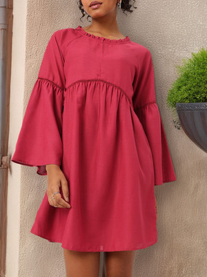 Dressberry Women Empire Waist Maroon Above Knee/Mid Thigh Length Dress