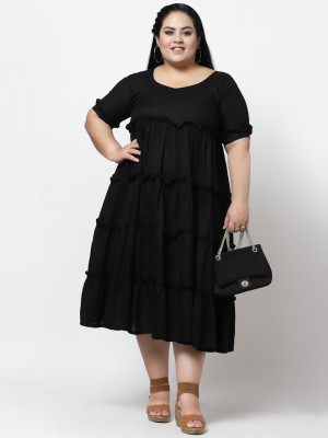 FAZZN Women A-line Black Dress