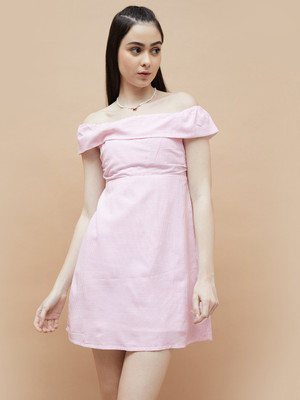 Ginger by Lifestyle Women Fit and Flare Pink Mini/Short Dress