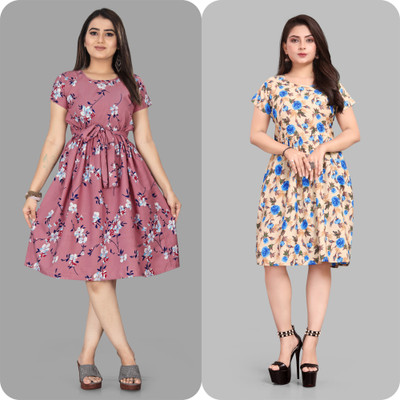 Khushi Fab Women Maxi Beige Knee Length Dress