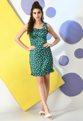 Dressberry Women A-line Green Above Knee/Mid Thigh Length Dress