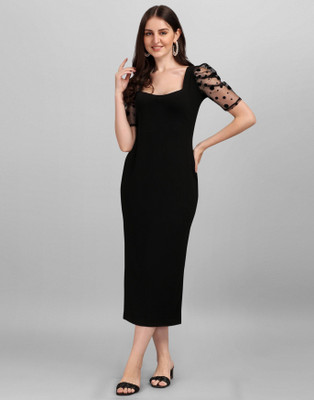 Moda Rapido Women Bodycon Black Midi/Calf Length Dress