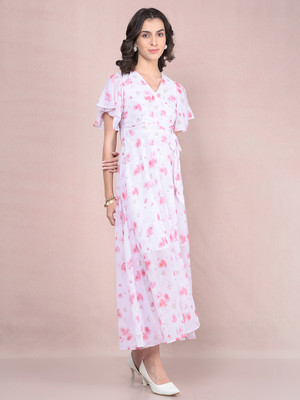 CRIMSOUNE CLUB Women A-line Pink Maxi/Full Length Dress