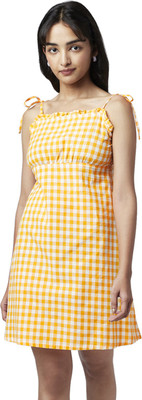 YU by Pantaloons Women Fit and Flare Yellow Above Knee/Mid Thigh Length Dress