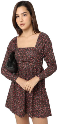 GAP Women A-line Red, Black Above Knee/Mid Thigh Length Dress