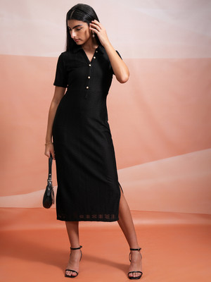 Tokyo Talkies Women Sheath Black Midi/Calf Length Dress