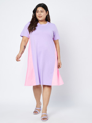 BRINNS Women T Shirt Purple Below Knee Dress