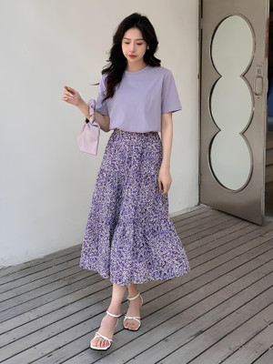 fashionstreet Women Fit and Flare Purple Midi/Calf Length Dress