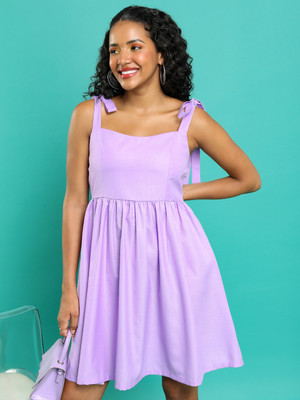 Tokyo Talkies Women A-line Purple Above Knee/Mid Thigh Length Dress