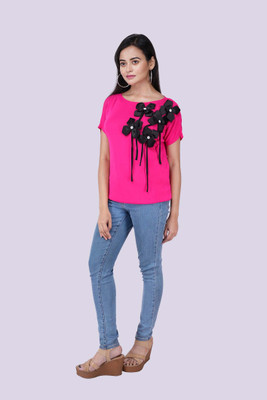 Mimoo Fashionz Casual Floral Print Women Pink Top