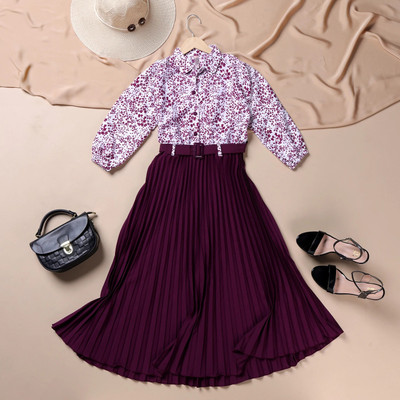 ZWERLON Women Fit and Flare Purple Midi/Calf Length Dress
