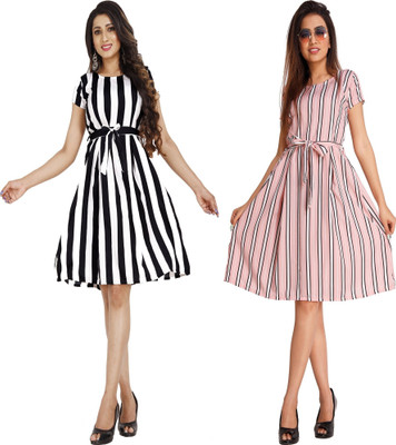 Rinra Women Blouson Multicolor Knee Length Dress