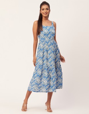 moomaya Women Tiered Blue Dress