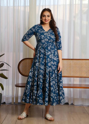 FabFinds Women A-line Blue Maxi/Full Length Dress