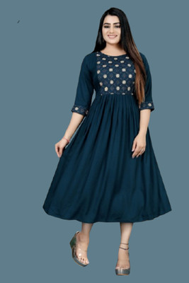 Opera Fashion Women Fit and Flare Multicolor Midi/Calf Length Dress