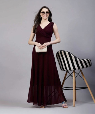 BPT DESIGNER Women Fit and Flare Purple Maxi/Full Length Dress
