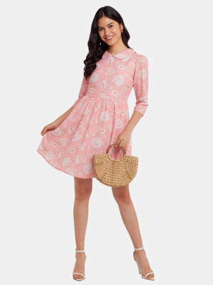 Zink London Women A-line Pink Mini/Short Dress