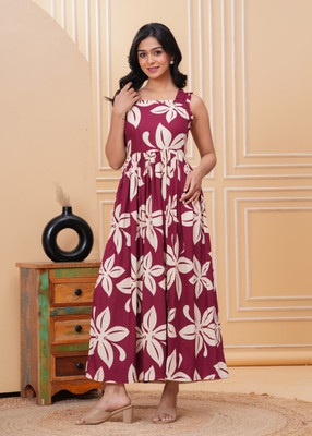 GLAMALUE Women A-line Black Maxi/Full Length Dress
