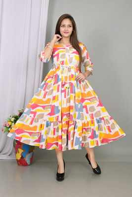 Safir Dresses Women Gown Yellow Midi/Calf Length Dress
