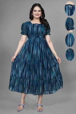 Bhadani Women Maxi Blue Full Length Dress