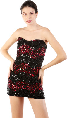 KIYOO Women Bodycon Black, Maroon Above Knee/Mid Thigh Length Dress