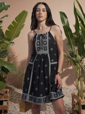 Vishudh Women A-line Black Mini/Short Dress