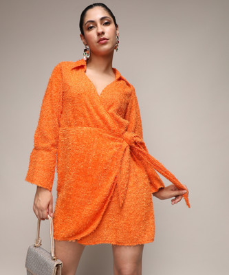 CAMPUS SUTRA Women A-line Orange Mini/Short Dress