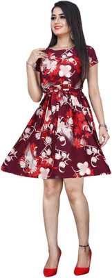 HOUSE OFF COMMON Women A-line Light Blue Knee Length Dress