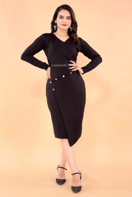 GAUMUKHI CREATION Women Bodycon Brown Below Knee Dress