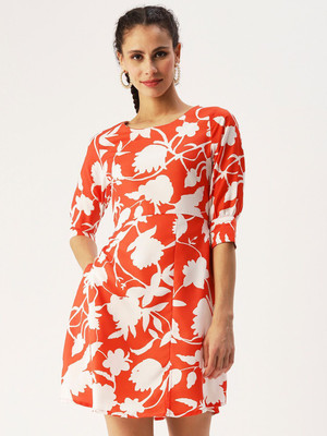 Dressberry Women A-line Orange Above Knee/Mid Thigh Length Dress