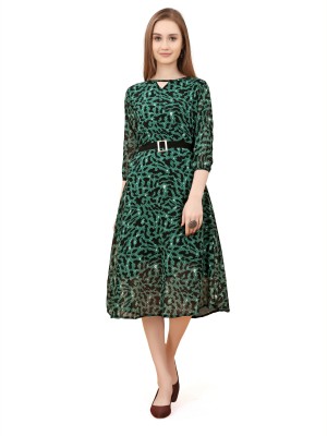 Rosasignora Women A-line Green Dress